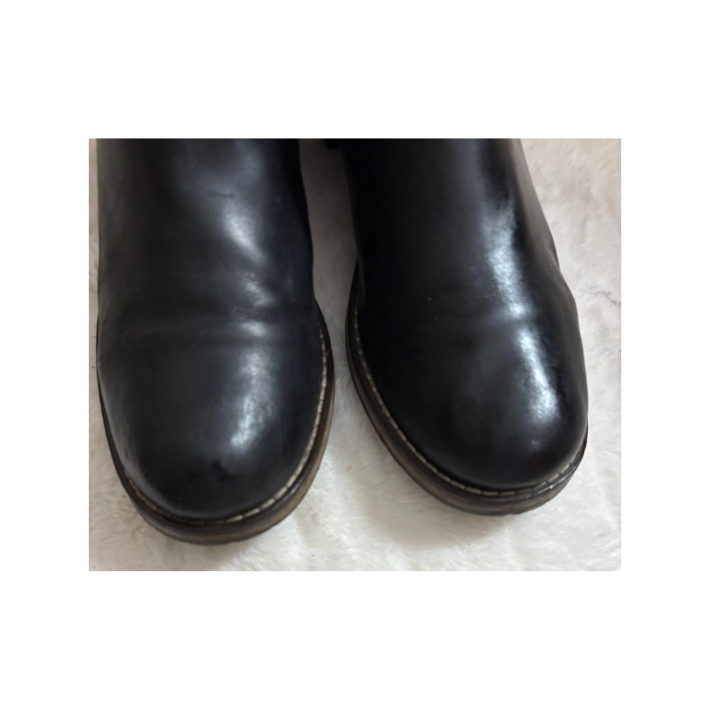 Clarks Womens Black Leather Suede Moto Boots Mid Calf Buckle Zip 66575 Size 9M - Picture 3 of 9